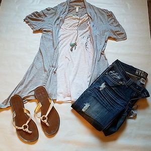 Short sleeved gray cardigan